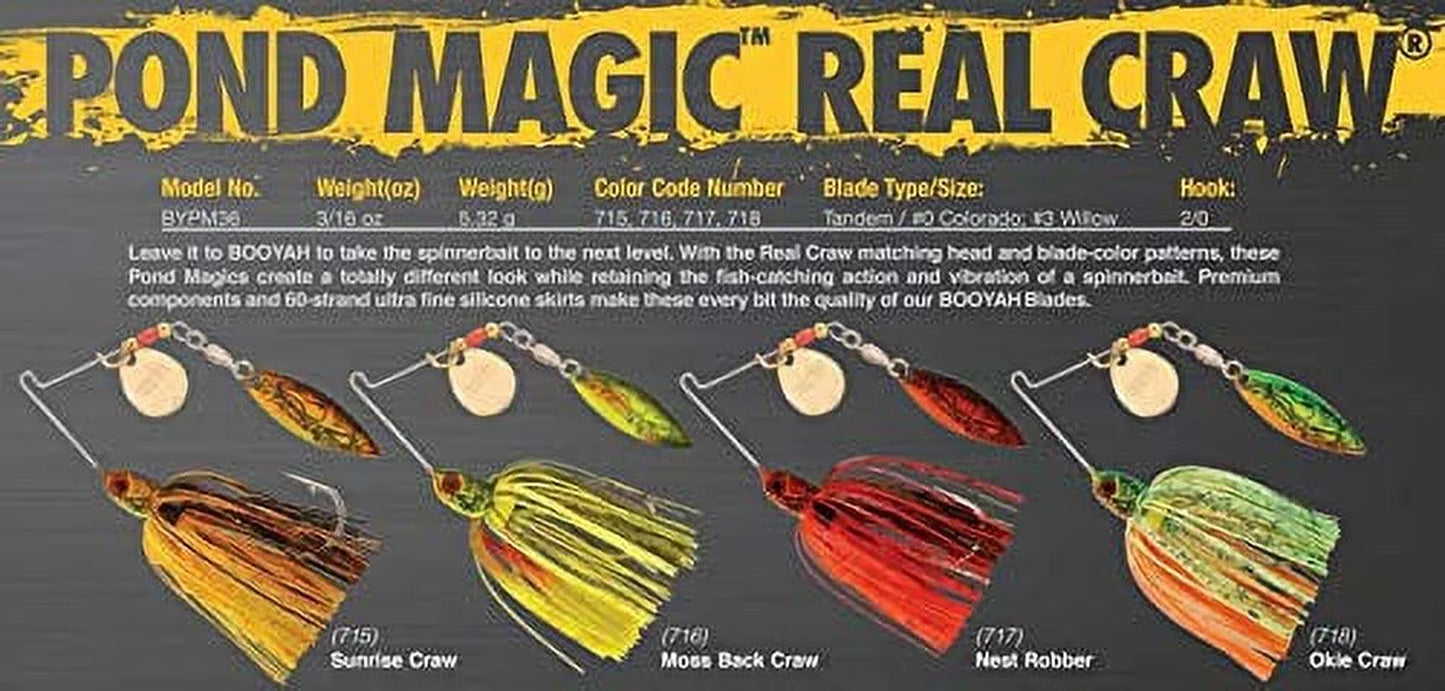 Pond Magic Real Craw Fishing Lure Spinnerbait Two Blade Okie Craw 3/16 Oz
