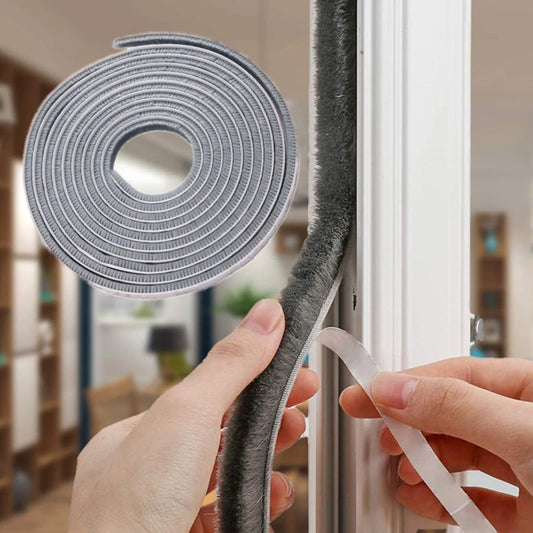 Weather Stripping for Door,Self Adhesive Brush Window Seal Strip for House Windows Weatherproof Soundproof Dustproof 32.8 FT Length Black