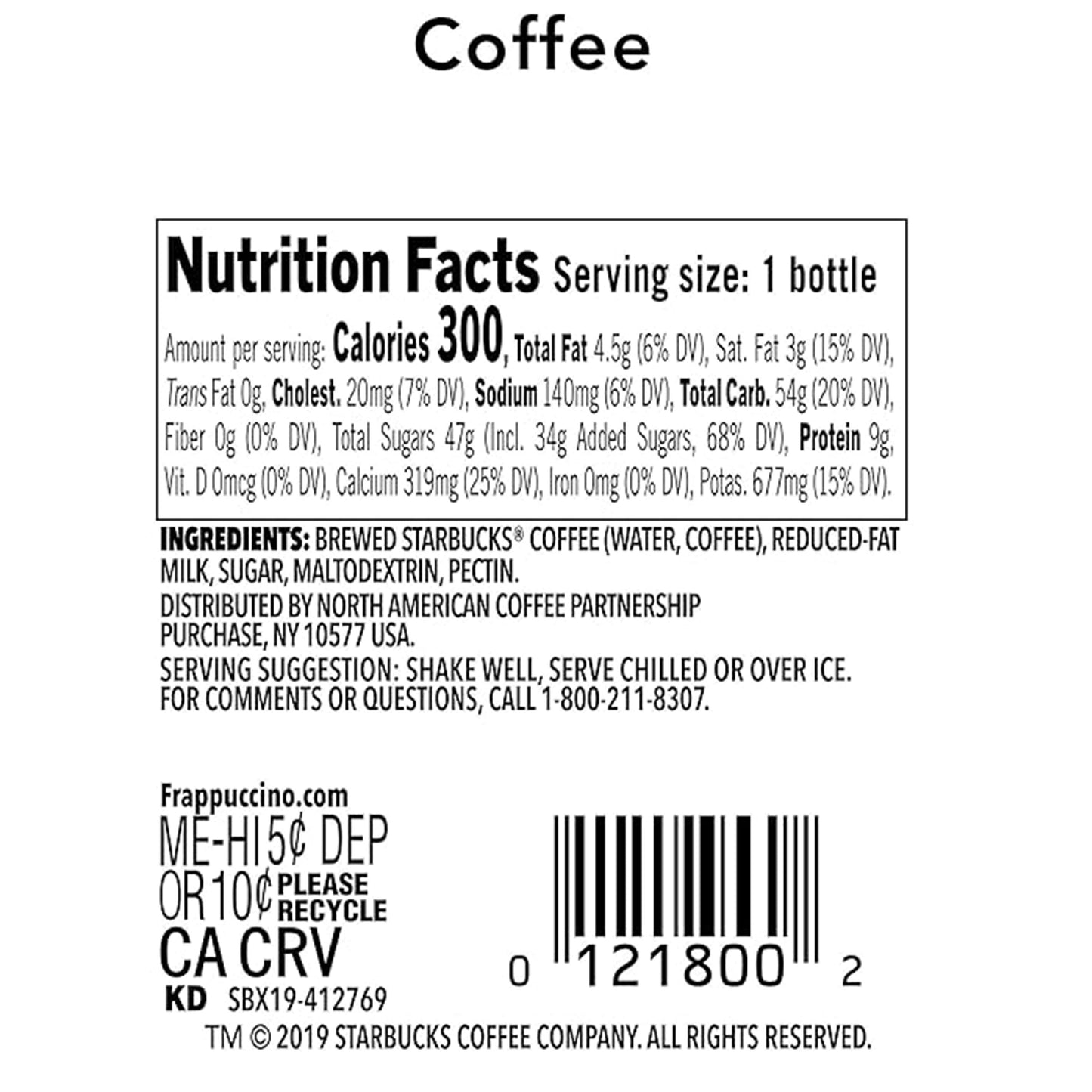 Frappuccino Coffee Drink, Coffee Flavor, 13.7 Fl. Oz(Pack of 12)