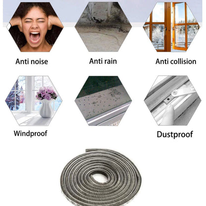 Weather Stripping for Door,Self Adhesive Brush Window Seal Strip for House Windows Weatherproof Soundproof Dustproof 32.8 FT Length Black