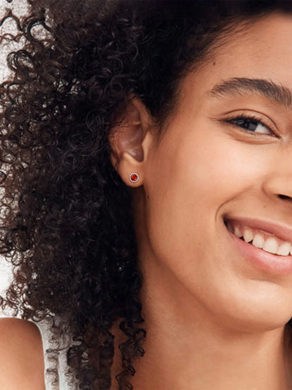 925 Sterling Silver Stud Earrings for Women 5Mm round Brilliant Crown Birthstone Birthday Party Prom Jewelry Gift