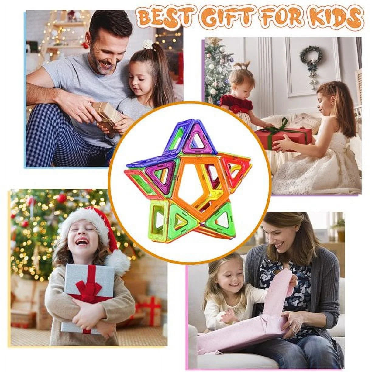 100Pcs Magnetic Tiles Set - Building Construction Kit Educational Toys for Your Kids (Stronger Magnets)