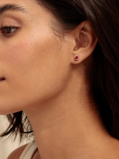 925 Sterling Silver Stud Earrings for Women 5Mm round Brilliant Crown Birthstone Birthday Party Prom Jewelry Gift