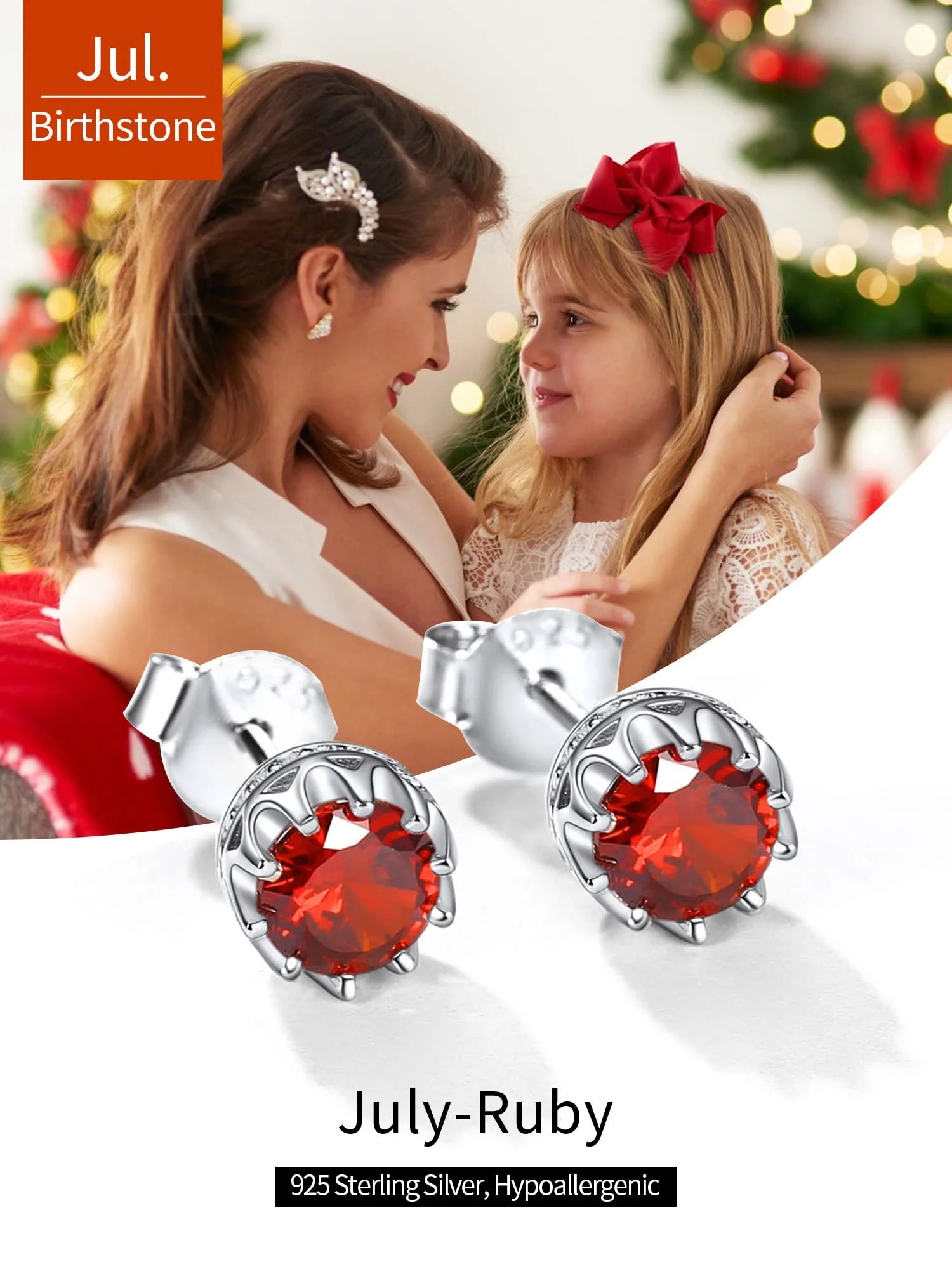 925 Sterling Silver Stud Earrings for Women 5Mm round Brilliant Crown Birthstone Birthday Party Prom Jewelry Gift